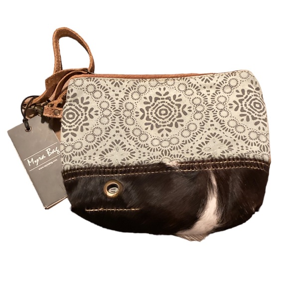 Myra Floral Print Hairon Wristlet Bag - Picture 12 of 13